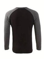 Spring Autumn New Spell Color Simple Style Long Sleeve Round Neck Tops T Shirt Men Pullover Tops T Shirts 100% Polyester