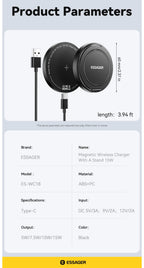 Essager Magnetic Wireless Charger with Holder – 15W Fast Charging for iPhone 17/16/15/14 Pro Max