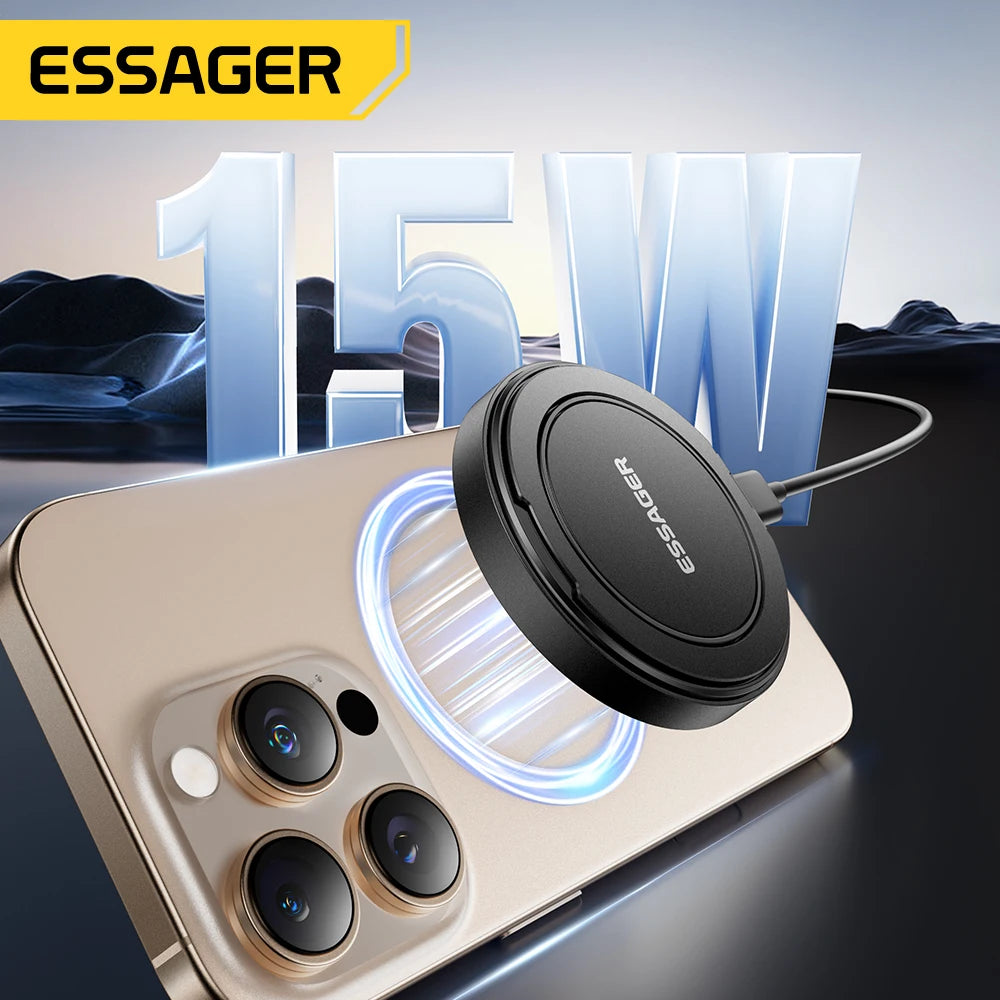 Essager Magnetic Wireless Charger with Holder – 15W Fast Charging for iPhone 17/16/15/14 Pro Max