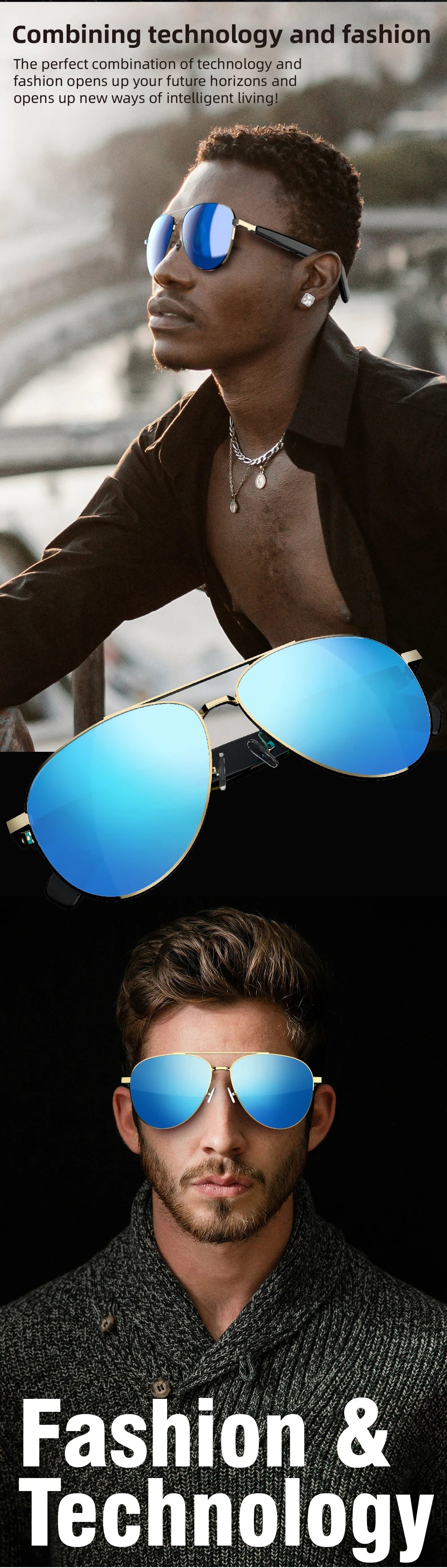 Versa– Bluetooth Earphones, UV Protection, Touch Control & Clear Visiontile facial features