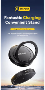 Essager Magnetic Wireless Charger with Holder – 15W Fast Charging for iPhone 17/16/15/14 Pro Max