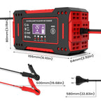 Smart 12V Car Battery Charger – EU Plug Motorcycle Battery Maintainer with LCD Display for Lead-Acid Batteries