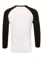 Spring Autumn New Spell Color Simple Style Long Sleeve Round Neck Tops T Shirt Men Pullover Tops T Shirts 100% Polyester