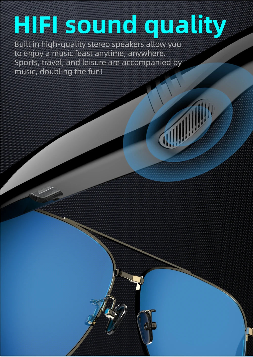 Versa– Bluetooth Earphones, UV Protection, Touch Control & Clear Visiontile facial features