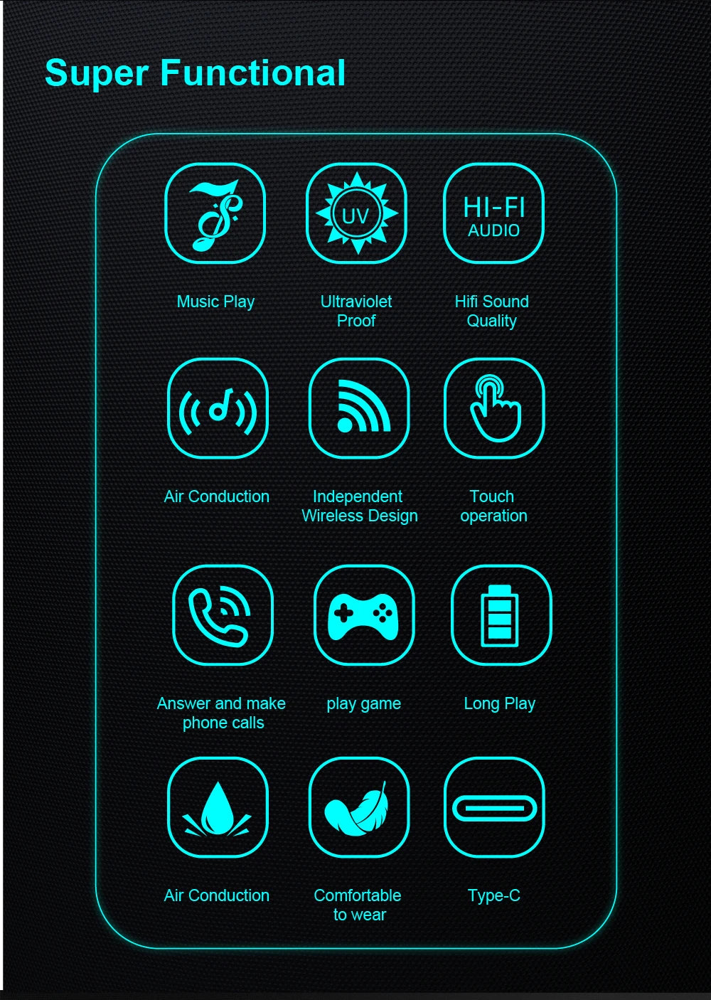 Versa– Bluetooth Earphones, UV Protection, Touch Control & Clear Visiontile facial features