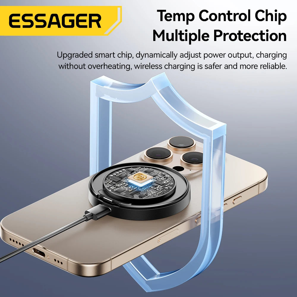 Essager Magnetic Wireless Charger with Holder – 15W Fast Charging for iPhone 17/16/15/14 Pro Max