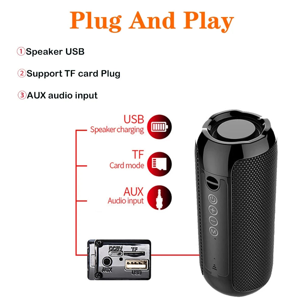 Portable Bluetooth Speaker with Powerful Bass – Wireless Stereo Sound, FM Radio, Hands-Free Calls