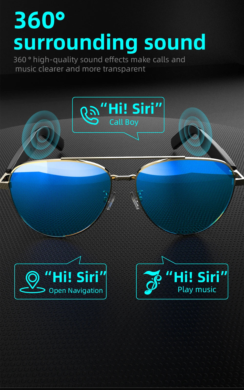 Versa– Bluetooth Earphones, UV Protection, Touch Control & Clear Visiontile facial features